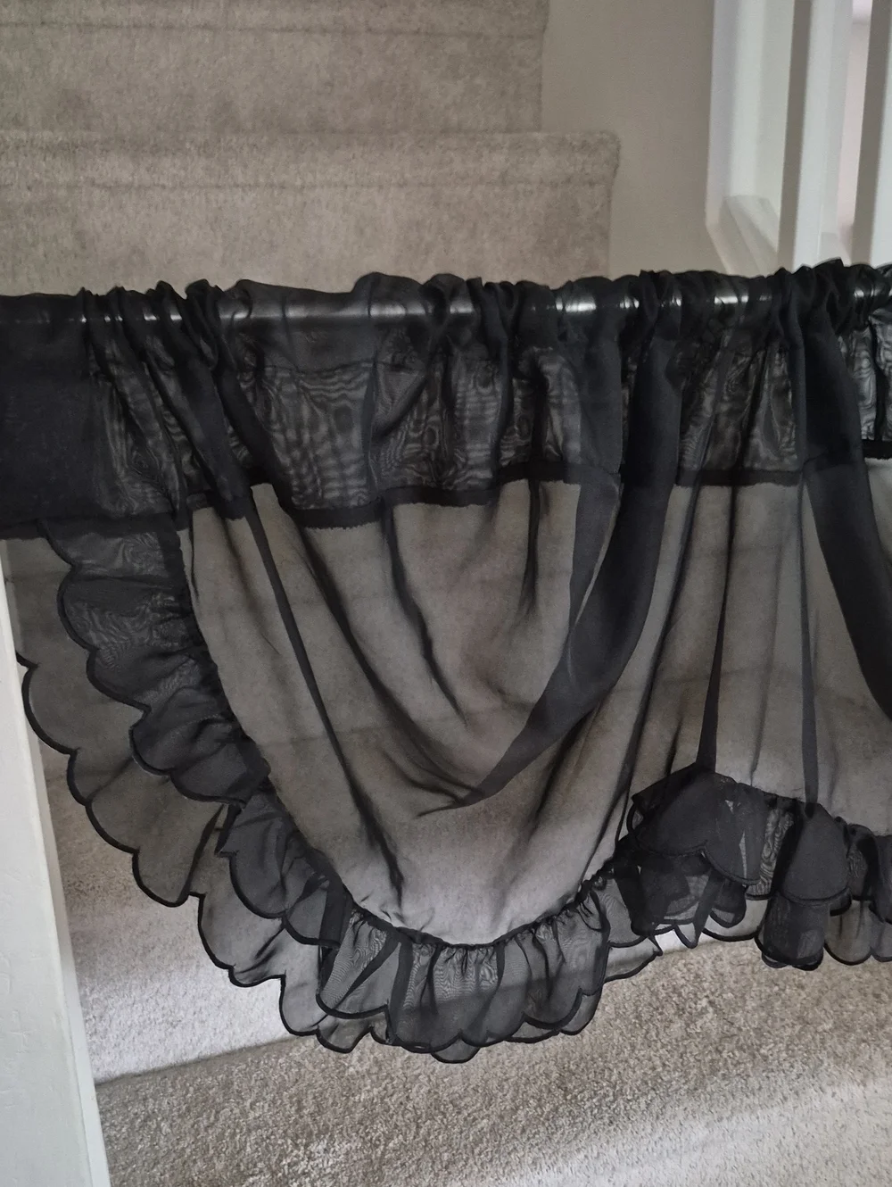 Black Sheer Ruffled Valance Curtain